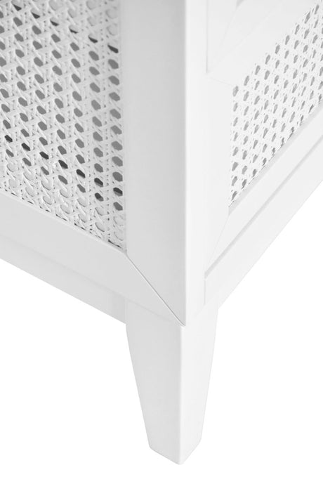 Wynn White Bathroom Vanity by Worlds Away at Fig Linens and Home - Corner Detail