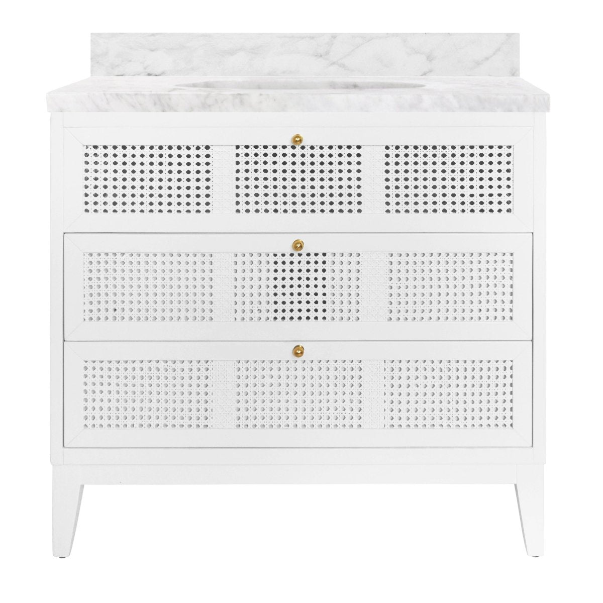 Wynn White Bathroom Vanity by Worlds Away at Fig Linens and Home - Front View
