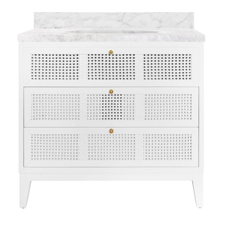 Wynn White Bathroom Vanity by Worlds Away at Fig Linens and Home - Front View
