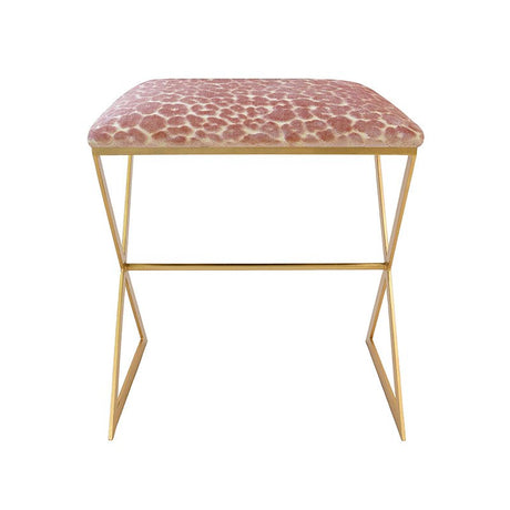 X Bench Gold Pink Leopard Velvet by Worlds Away at Fig Linens and Home 4