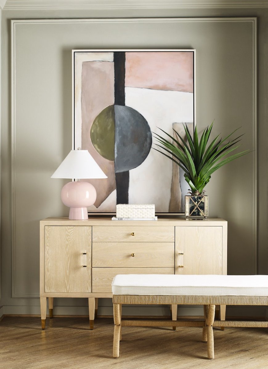 Lifestyle Image of Xanadu Bench in Natural by Worlds Away at Fig Linens and Home