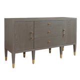 Worlds Away Buffet - Amherst Smoke Grey Oak Buffet Table -  Angle View - Fig Linens and Home