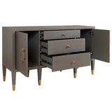Worlds Away Buffet - Amherst Smoke Grey Oak Buffet Table - Open Drawers -  Fig Linens and Home