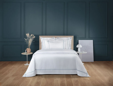 Athena Celeste Bedding by Yves Delorme Flat Sheet Twin 70 x 116 Celeste at FIG LINENS AND HOME 12
