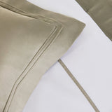 Flat Sheet Detail 2 - Athena Kaki Percale Cotton Bedding by Yves Delorme