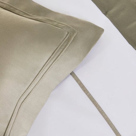 Flat Sheet Detail 2 - Athena Kaki Percale Cotton Bedding by Yves Delorme