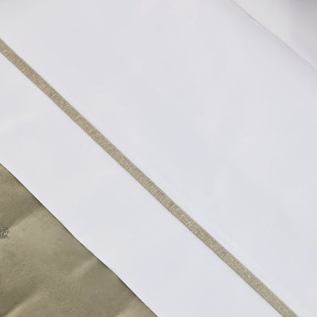 Flat Sheet Detail 1 - Athena Kaki Percale Cotton Bedding by Yves Delorme