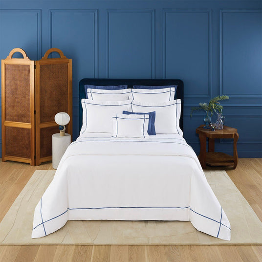 Athena Outremer Duvet Cover by Yves Delorme at Fig Linens and Home - Percale Cotton Bedding