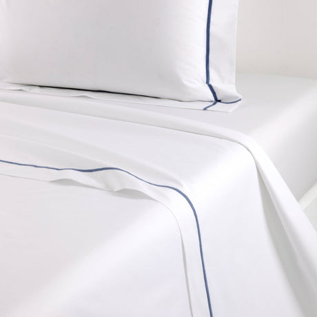 Athena Outremer Flat Sheet by Yves Delorme King Flat Sheet Outremer at FIG LINENS AND HOME 1