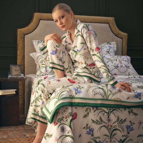 Botanic Silk Counterpane by Yves Delorme Counterpane 87" x 53" Multi at FIG LINENS AND HOME 3