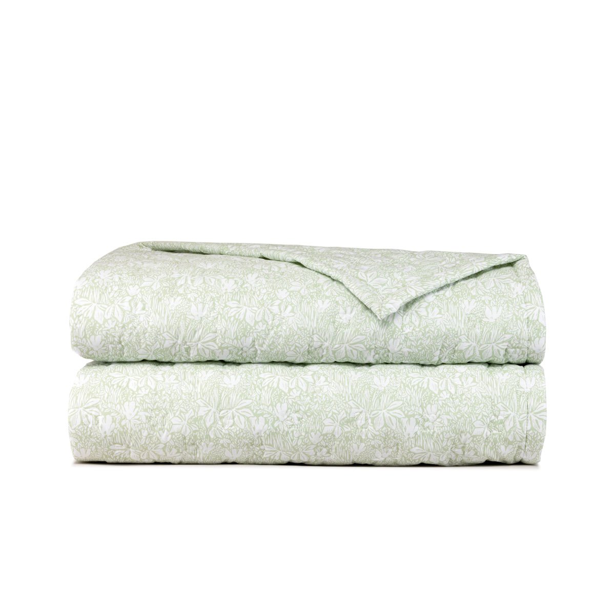 Capri Amande Quilted Coverlet by Yves Delorme at Fig Linens and Home - Folded Quilt View