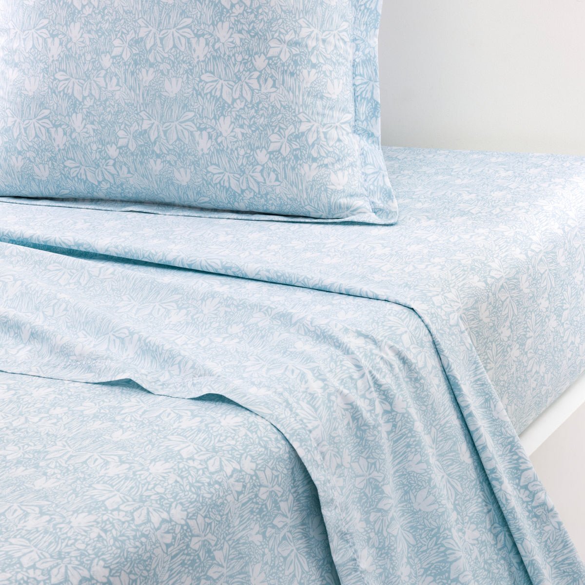 Capri Aqua Organic Bedding by Yves Delorme Flat Sheet King 114 x 116 Aqua at FIG LINENS AND HOME 4