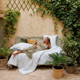 Capri Aqua Organic Bedding by Yves Delorme Sham Boudoir (Single) 12 x 17 Aqua at FIG LINENS AND HOME 15