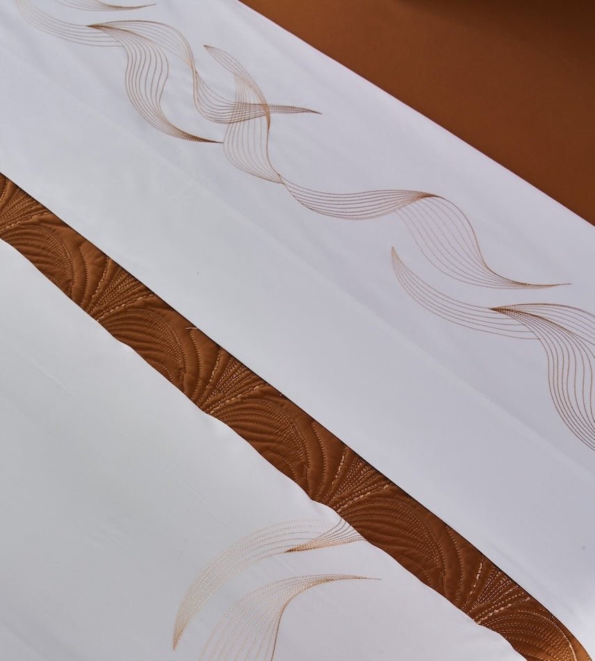 Detail of Zephyr Brun Bedding from Yves Delorme Couture at Fig Linens and Home