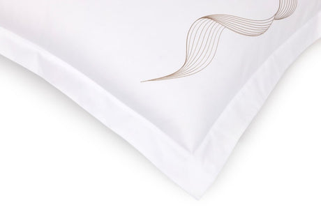 Zephyr Brun Bedding | Yves Delorme Couture Detail of Pillow Sham at Fig Linens and Home