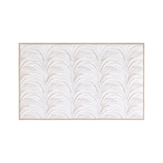 Zephyr Blanc/Sable Bath Mat 21 x 34 Yves Delorme Couture at Fig Linens and Home 1