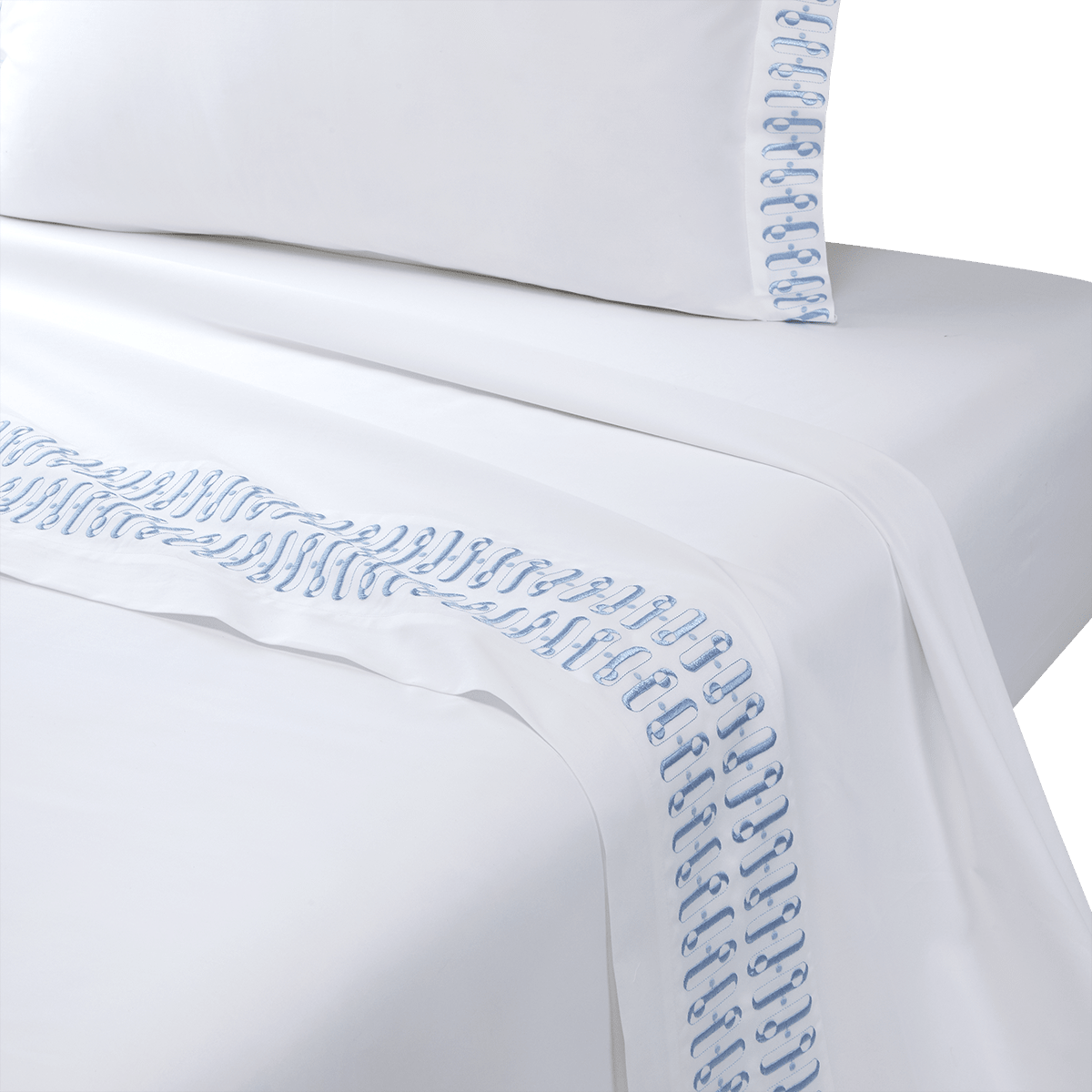 Dorian Pastel Flat Sheet by Yves Delorme Couture King Flat Sheet Blanc/Pastel at FIG LINENS AND HOME 1