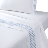 Dorian Pastel Flat Sheet by Yves Delorme Couture King Flat Sheet Blanc/Pastel at FIG LINENS AND HOME 1