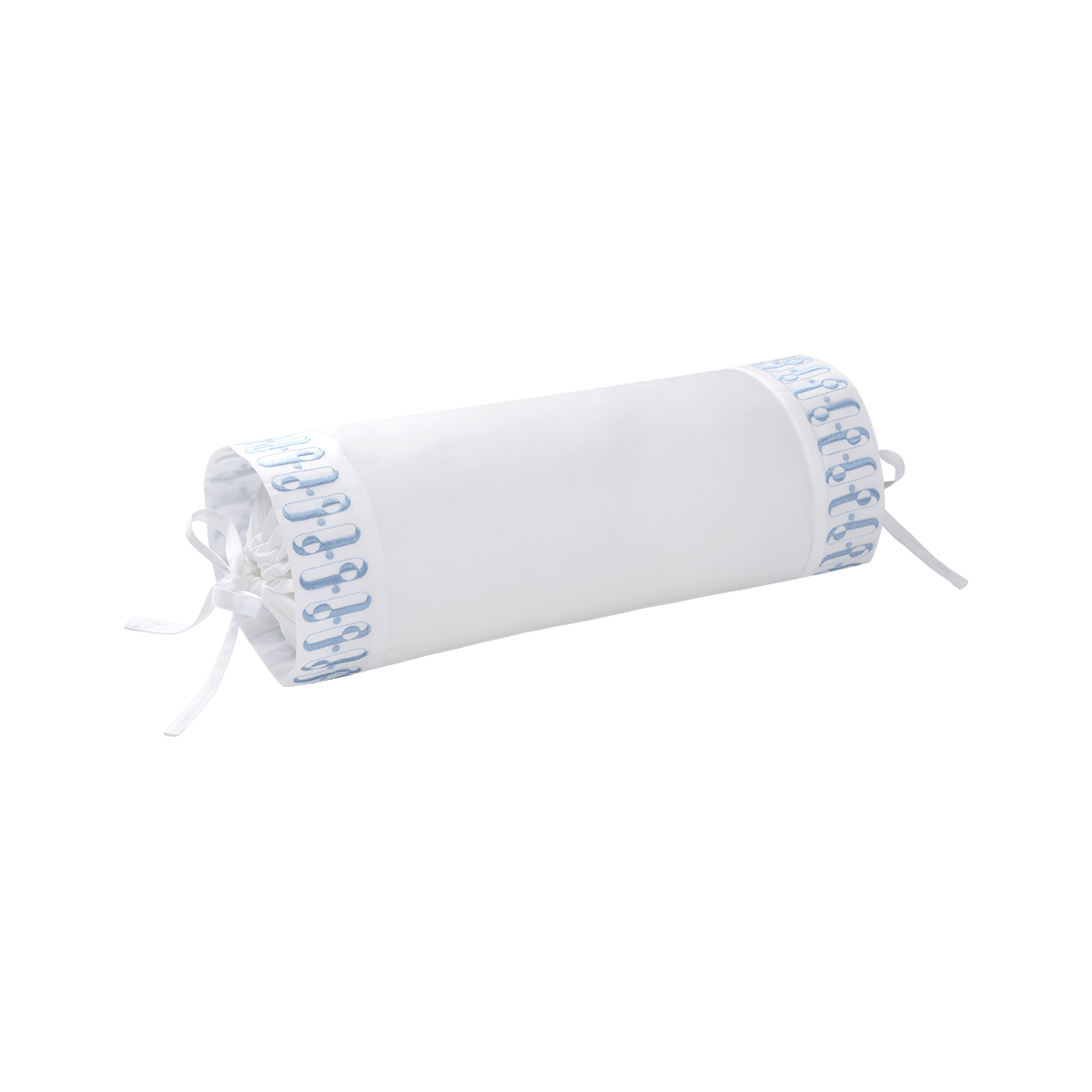 Dorian Pastel Neckroll by Yves Delorme Couture Neckroll 5" x 14" Blanc/Pastel at FIG LINENS AND HOME 1