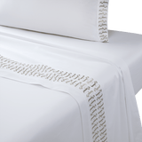 Dorian Sable Flat Sheet by Yves Delorme Couture King Flat Sheet Blanc/Sable at FIG LINENS AND HOME 1