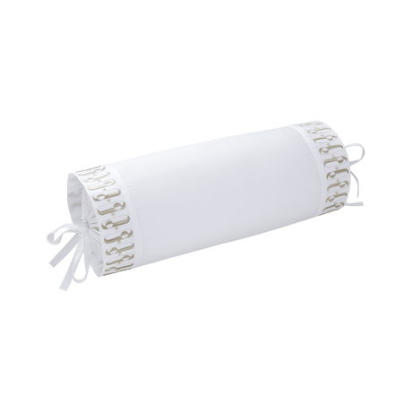 Dorian Sable Neckroll by Yves Delorme Couture Neckroll 5" x 14" Blanc/Sable at FIG LINENS AND HOME 1