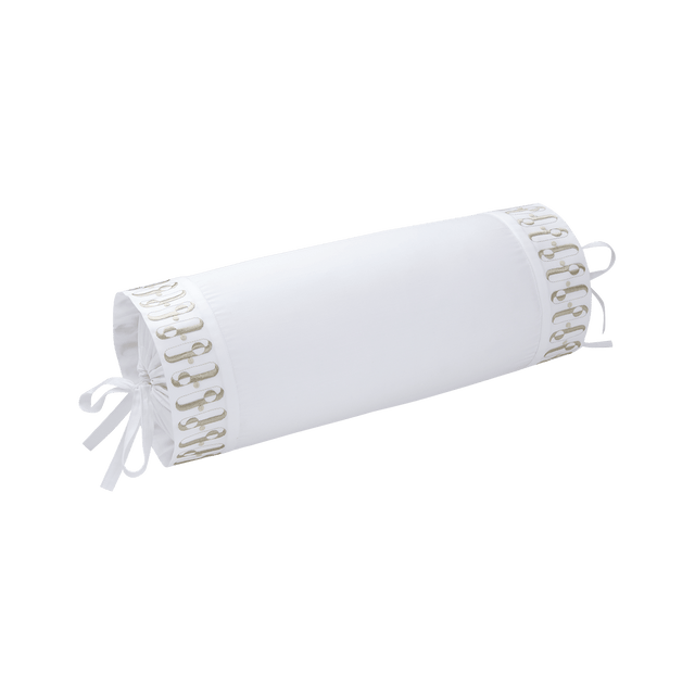 Dorian Sable Neckroll by Yves Delorme Couture Neckroll 5" x 14" Blanc/Sable at FIG LINENS AND HOME 1