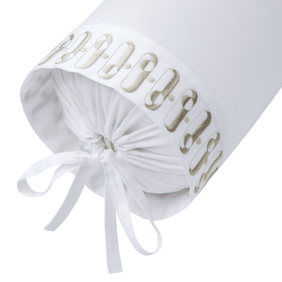Dorian Sable Neckroll by Yves Delorme Couture Neckroll 5" x 14" Blanc/Sable at FIG LINENS AND HOME 2