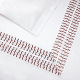 Dorian Santal Duvet Cover by Yves Delorme Couture King Duvet Cover Blanc/Santal at FIG LINENS AND HOME 3