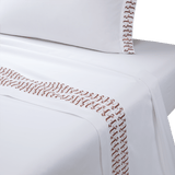 Dorian Santal Flat Sheet by Yves Delorme Couture King Flat Sheet Blanc/Santal at FIG LINENS AND HOME 1