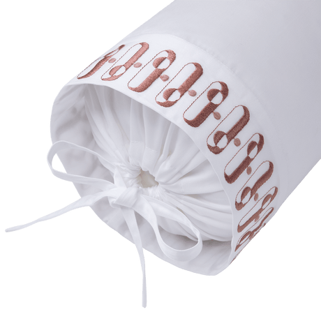 Dorian Santal Neckroll by Yves Delorme Couture Neckroll 5" x 14" Blanc/Santal at FIG LINENS AND HOME 2
