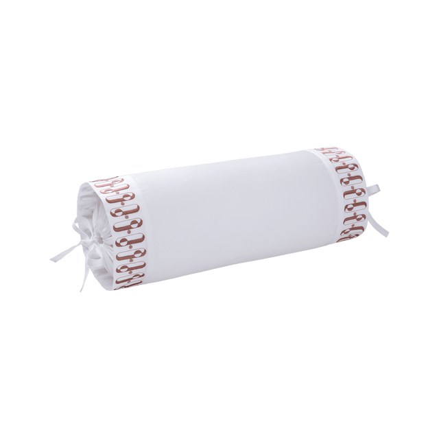 Dorian Santal Neckroll by Yves Delorme Couture Neckroll 5" x 14" Blanc/Santal at FIG LINENS AND HOME 1