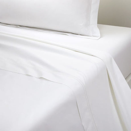 Duo Blanc Bedding by Yves Delorme Flat Sheet Full/Queen 94 x 116 Blanc at FIG LINENS AND HOME 46