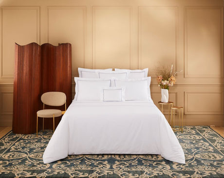 Duo Marine Bedding by Yves Delorme Duvet Cover Full/Queen 92 x 92 Marine at FIG LINENS AND HOME 12