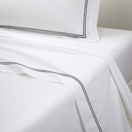 Duo Marine Bedding by Yves Delorme Flat Sheet King 114 x 116 Marine at FIG LINENS AND HOME 29