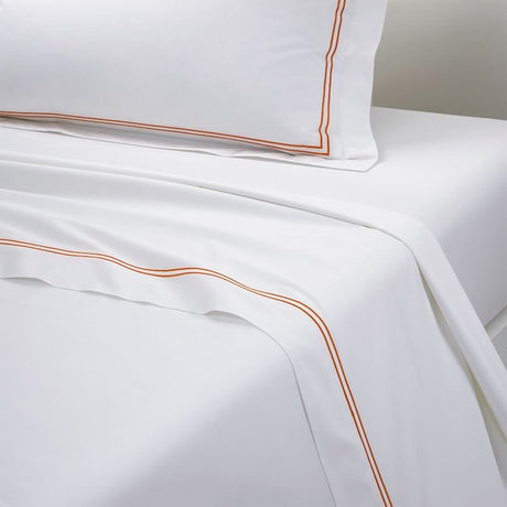 Duo Orange Bedding by Yves Delorme Flat Sheet King 114 x 116 Orange at FIG LINENS AND HOME 29