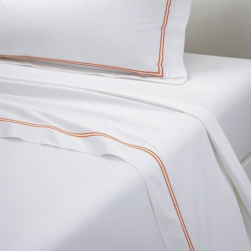 Duo Orange Bedding by Yves Delorme Flat Sheet Twin 70 x 116 Orange at FIG LINENS AND HOME 30