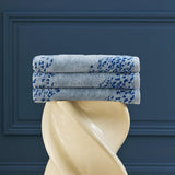 Ecumes Bath by Yves Delorme Bath Sheet 35 x 59 Celeste and Marine Blue at FIG LINENS AND HOME 1