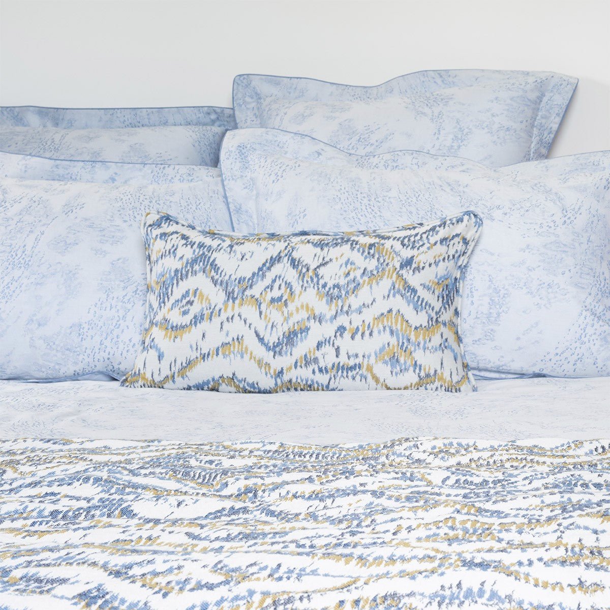 Ecumes Bed Runner by Yves Delorme Bed Runner 87 x 31 Celeste and Marine Blue at FIG LINENS AND HOME 3