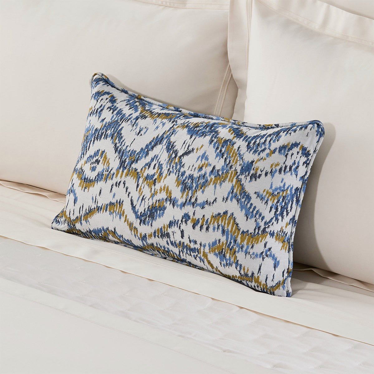 Ecumes Decorative Pillow by Yves Delorme Decorative Pillow 13 x 22 Celeste and Marine Blue at FIG LINENS AND HOME 3