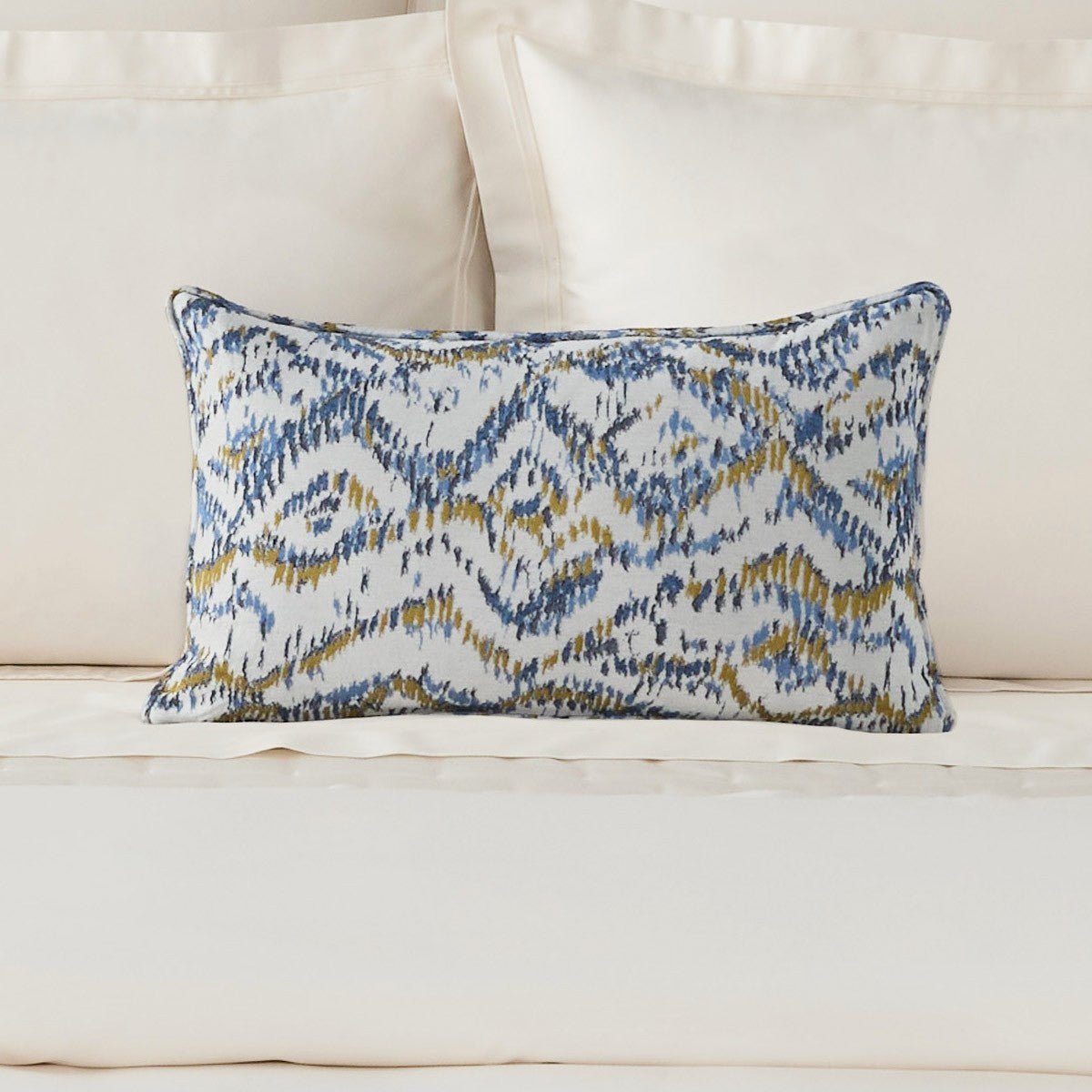Ecumes Decorative Pillow by Yves Delorme Decorative Pillow 13 x 22 Celeste and Marine Blue at FIG LINENS AND HOME 2