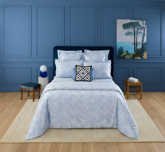 Ecumes Organic Bedding by Yves Delorme Duvet Cover King 111 x 92 Celeste and Marine Blue at FIG LINENS AND HOME 1