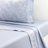 Ecumes Organic Bedding by Yves Delorme Flat Sheet King 114 x 116 Celeste and Marine Blue at FIG LINENS AND HOME 4