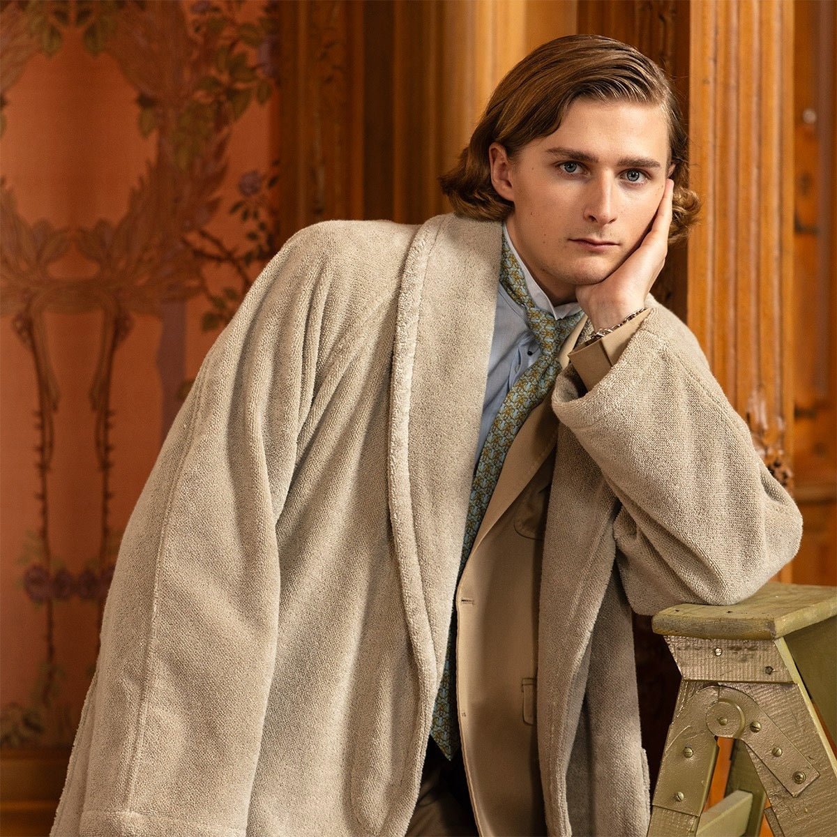 Etoile Pierre Bathrobe by Yves Delorme at Fig Linens and Home - Unisex Robes Lifestyle View 2