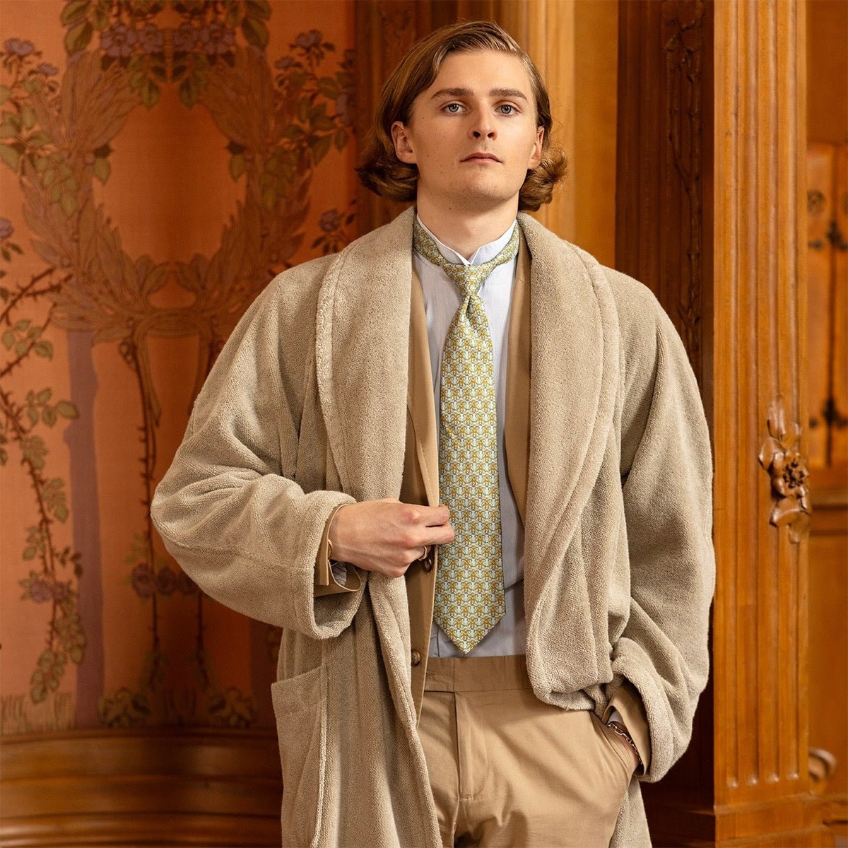 Etoile Pierre Bathrobe by Yves Delorme at Fig Linens and Home - Unisex Robes Lifestyle View 1