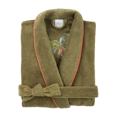 Eze Shawl Collar Women's Bathrobe by Yves Delorme Shawl Collar Bathrobe (Women's) S Kaki at FIG LINENS AND HOME 3