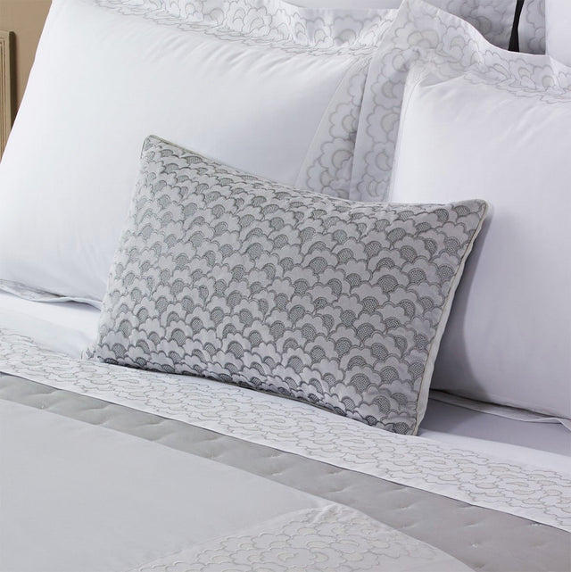 Festons Decorative Lumbar Pillow by Yves Delorme shown on Bedding