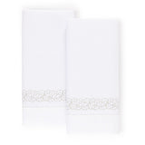 Festons Embroidered Linen Fingertip Towels by Yves Delorme - Powder Room Pair of Towels