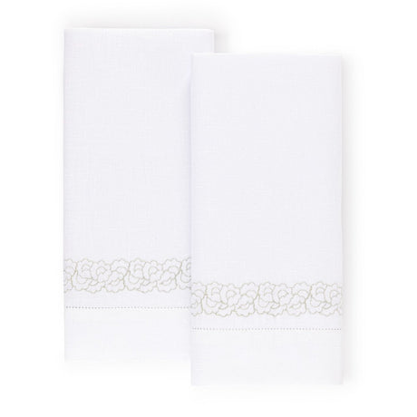 Festons Embroidered Linen Fingertip Towels by Yves Delorme - Powder Room Pair of Towels