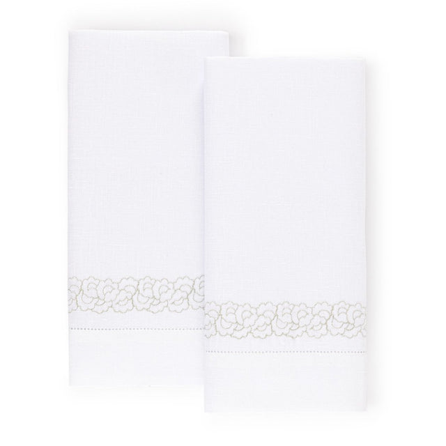 Festons Embroidered Linen Fingertip Towels by Yves Delorme - Powder Room Pair of Towels