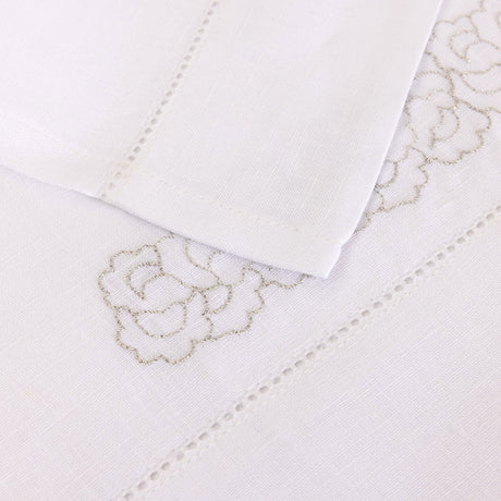 Yves Delorme Festons Embroidered Linen Fingertip Towels Detail View